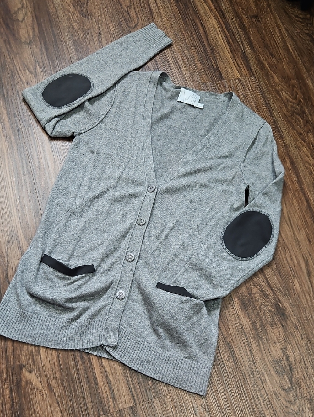 Michael Stars Wool Cashmere Cardigan Gray Elbow Patch, Size 1 Small
